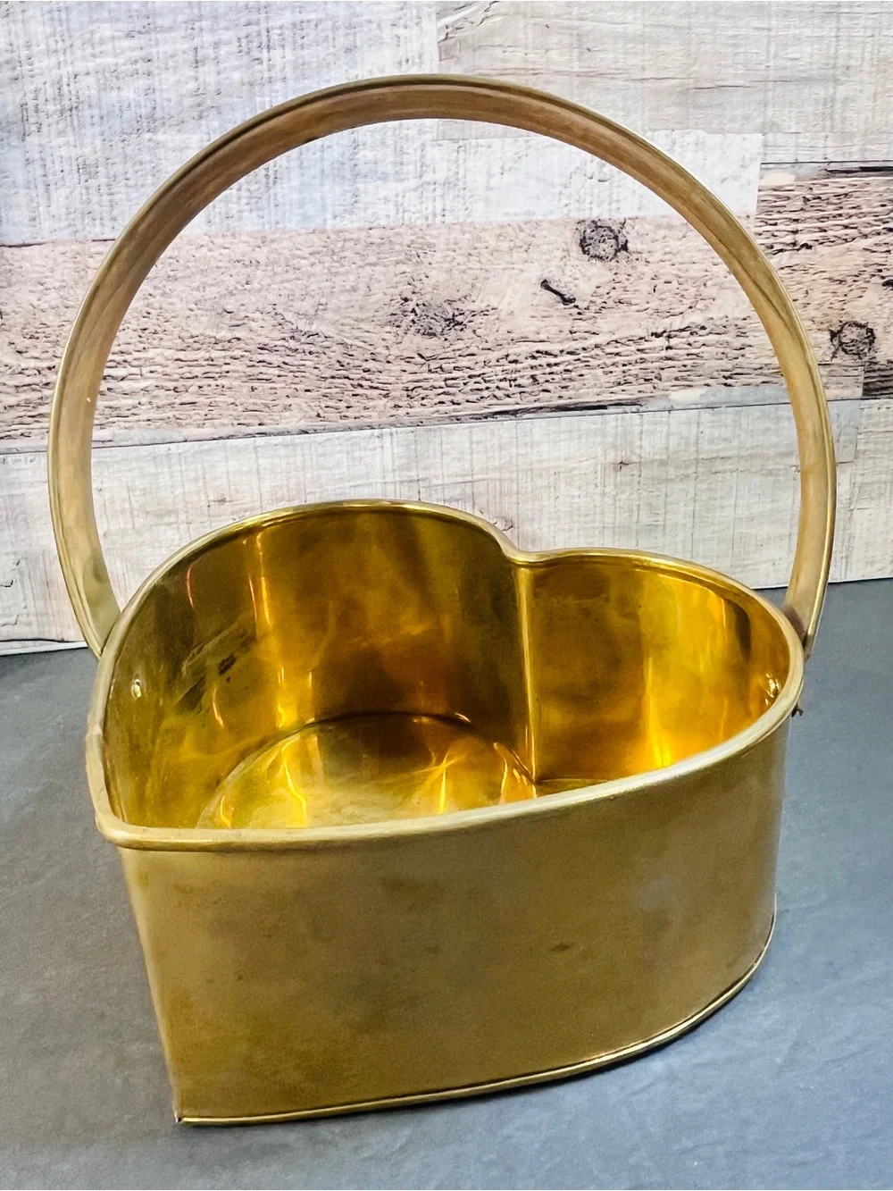 Vintage Cottagecore Brass Heart Basket Salt & Pepper Mills Embroidered Hankies
